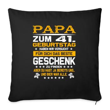 Zum 41. Geburtstag lustiges Bier Spruch - Sofakissen mit Füllung 45 x 45 cm - Schwarz - Vorne