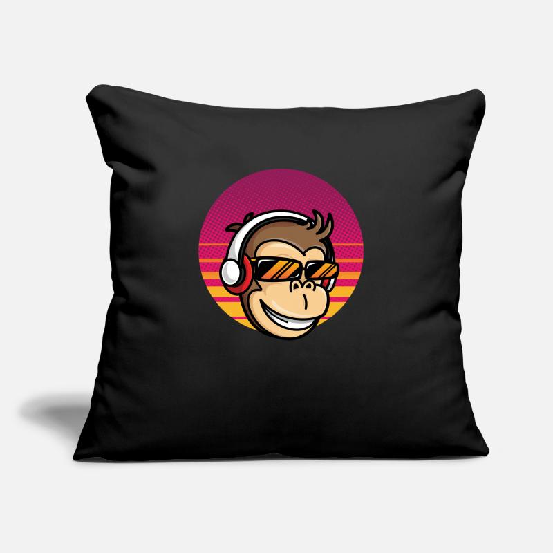 Monkey DJ Monkey avec casque Coussin et housse de 45 x 45 cm