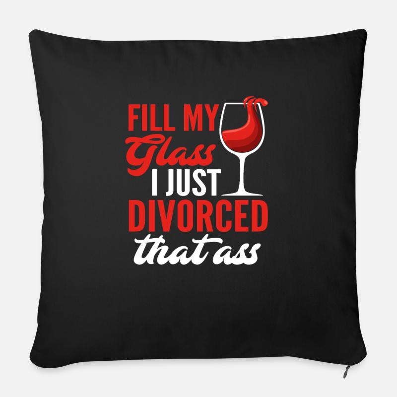 Scheidung Wein Scheidungsparty - Sofakissen mit Füllung 45 x 45 cm - Schwarz