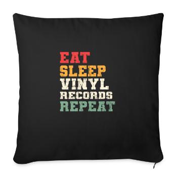 Eat Sleep Vinyl Records Répéter. - Coussin et housse de 45 x 45 cm - noir - Devant