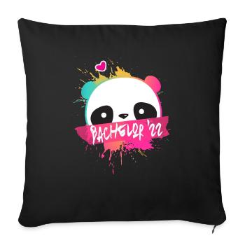 Bchelor '22 Devise avec Panda - Diplôme universitaire 2022 - Coussin et housse de 45 x 45 cm - noir - Devant