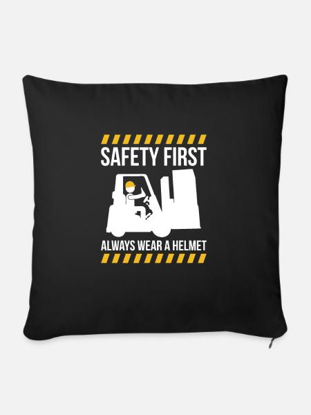 Safety First Shirt Forklift - Sofakissen mit Füllung 45 x 45 cm - Schwarz
