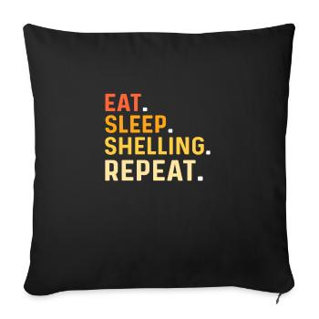 Eat Sleep Shelling Repeat. Beachcombing Muscheln - Sofakissen mit Füllung 45 x 45 cm - Schwarz - Vorne