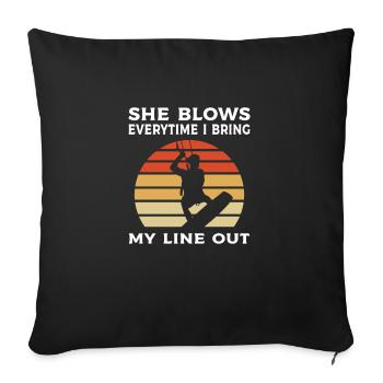 Je sors Ma Laisse. Kitesurf - Coussin et housse de 45 x 45 cm - noir - Devant