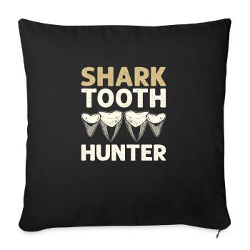 Chasseur de dents de requin. Chasseur de dents fossiles Megalodon - Coussin et housse de 45 x 45 cm - noir - Devant