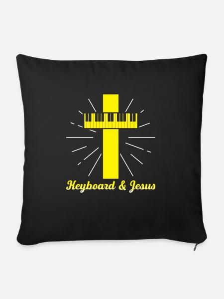 Keyboard & Jesus Geschenk - Sofakissen mit Füllung 45 x 45 cm - Schwarz
