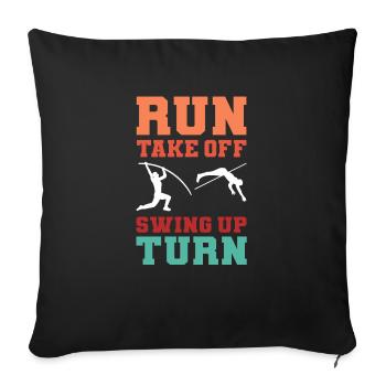 Run Take Off Swing Up Turn. Saut à la perche. - Coussin et housse de 45 x 45 cm - noir - Devant
