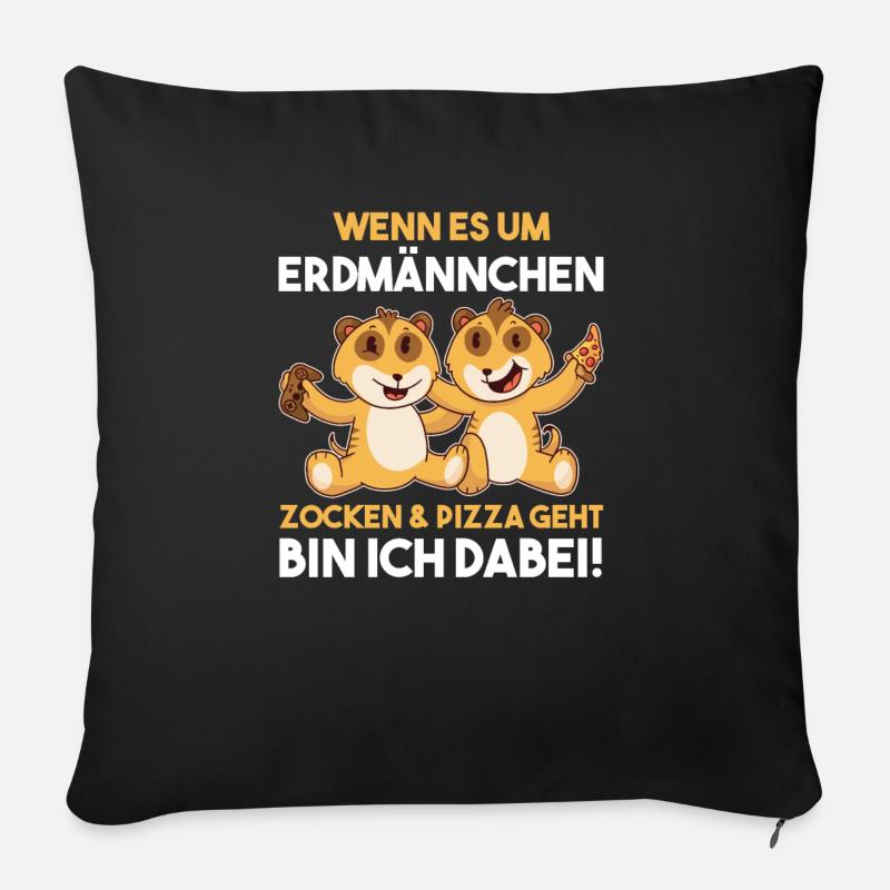 Erdmännchen - Sofakissen mit Füllung 45 x 45 cm - Schwarz