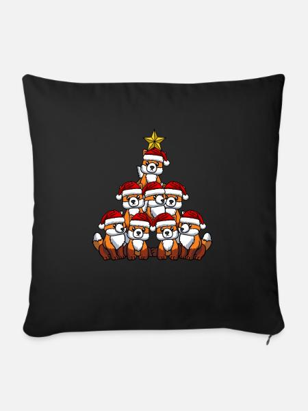 Fuchs Weihnachtsbaum - Sofakissen mit Füllung 45 x 45 cm - Schwarz