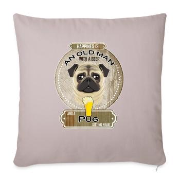 Carlin Papa Amateur de bière - Coussin et housse de 45 x 45 cm - taupe clair - Devant