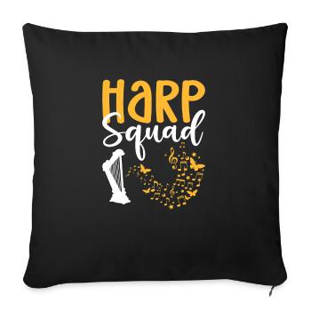 Harfengruppe. Harfenist. Harfenspieler - Sofakissen mit Füllung 45 x 45 cm - Schwarz - Vorne