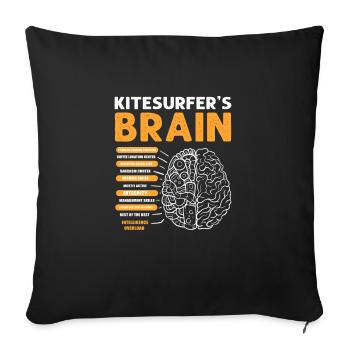 Kitesurfers Gehirn. Für Kiteboarder Und Kitesurfer - Sofakissen mit Füllung 45 x 45 cm - Schwarz - Vorne