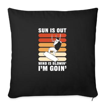 Le vent souffle. Kitesurf et kitesurf - Coussin et housse de 45 x 45 cm - noir - Devant