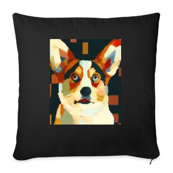 Corgi Portrait Cubisme Chien - Coussin et housse de 45 x 45 cm - noir - Devant