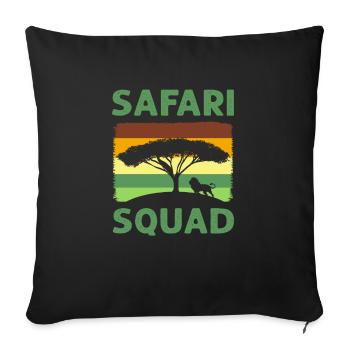 Safari-kader. Safari-familienurlaub - Sofakissen mit Füllung 45 x 45 cm - Schwarz - Vorne