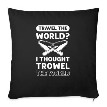 Truelle le monde. Maçonnerie de ciment. Pavés en béton - Coussin et housse de 45 x 45 cm - noir - Devant
