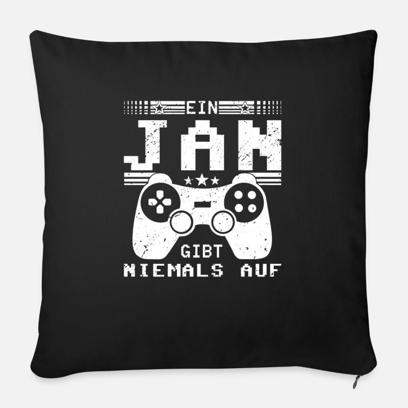 Jan Gaming Konsole PC Gamer Geschenk - Sofakissen mit Füllung 45 x 45 cm - Schwarz