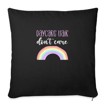 Garderie Les cheveux ne s’en soucient pas. Garde d’enfants. - Coussin et housse de 45 x 45 cm - noir - Devant