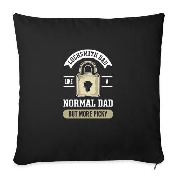 Serrurier Papa. Cueillette de serrure. Serrurier - Coussin et housse de 45 x 45 cm - noir - Devant