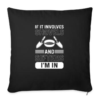 Shovels And Sifters. Megalodon fossil tooth - Sofa pillow with filling 45cm x 45cm - black - Front