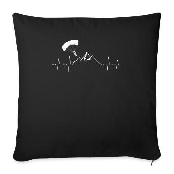 Paragliding heartbeat with mountain heart rate of - Sofa pillow with filling 45cm x 45cm - black - Front