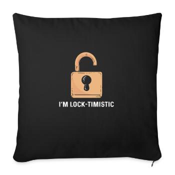 Je suis Lock-timistic. Serrures de fissure. - Coussin et housse de 45 x 45 cm - noir - Devant