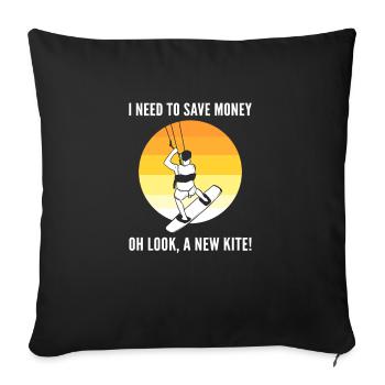 Oh, un nouveau cerf-volant! Kitesurf Kitesurf - Coussin et housse de 45 x 45 cm - noir - Devant