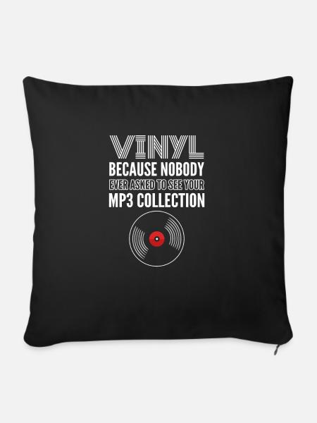 Vinyl, Weil Niemand Nach Ihrer Mp3-sammlung - Sofakissen mit Füllung 45 x 45 cm - Schwarz