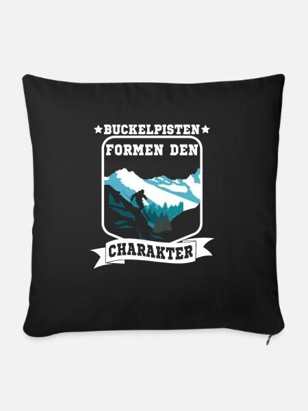 Skifahrer Skipiste Buckelpisten - Sofakissen mit Füllung 45 x 45 cm - Schwarz
