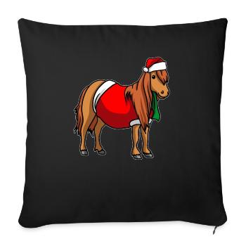 Poney chapeau de Noël - Coussin et housse de 45 x 45 cm - noir - Devant