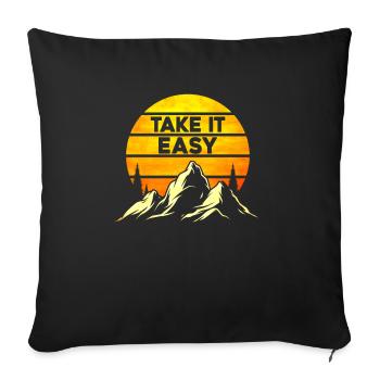 Take It Easy Camping - Sofa pillow with filling 45cm x 45cm - black - Front
