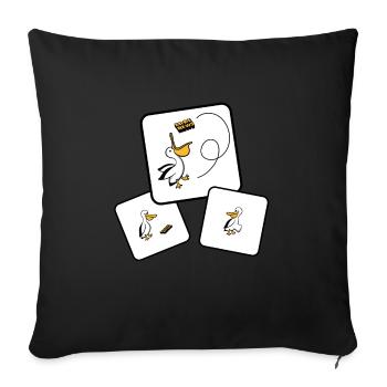 Pelican Fake News Comics - Coussin et housse de 45 x 45 cm - noir - Devant