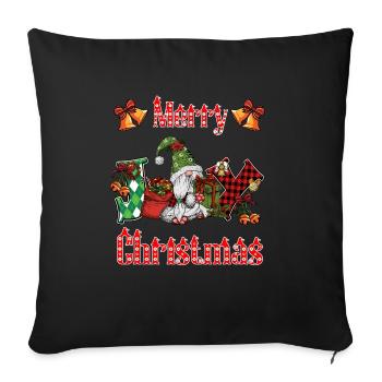 Weihnachtsgnom Wichtel Freude Gnom Frohe Weihnacht - Sofakissen mit Füllung 45 x 45 cm - Schwarz - Vorne