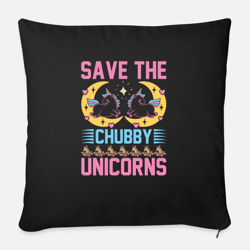 Rettet die pummeligen Einhörner Unicorn - Sofakissen mit Füllung 45 x 45 cm - Schwarz