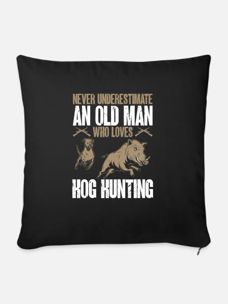 Wildschweinjagd Jäger Wildschwein - Sofakissen mit Füllung 45 x 45 cm - Schwarz