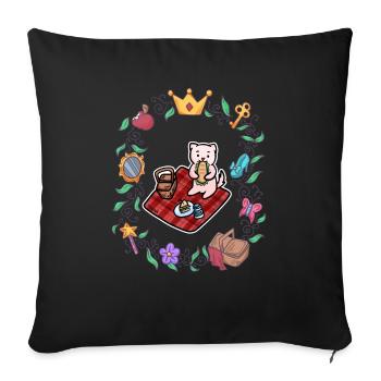Katze Picknick Fairy Tale - Sofakissen mit Füllung 45 x 45 cm - Schwarz - Vorne