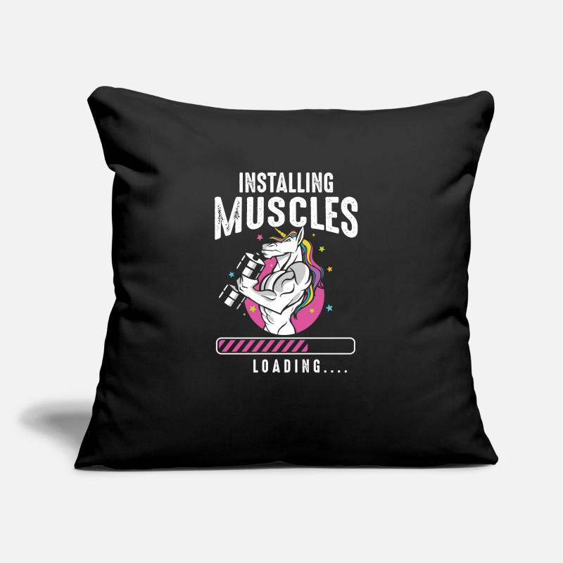 Installing Muscles Loading Workout Gym Unicorn Sofakissen mit Füllung 45 x 45 cm
