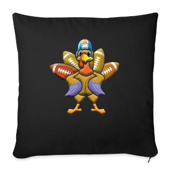 Rugby Turkey And Football Thanksgiving - Sofakissen mit Füllung 45 x 45 cm - Schwarz - Vorne