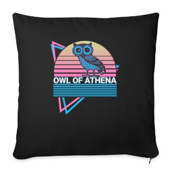 Eule der Athene Retro - Sofakissen mit Füllung 45 x 45 cm - Schwarz - Vorne