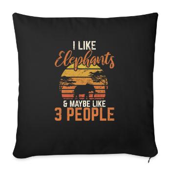 I Like Elephants & Maybe Like 3 People Retro Eleph - Sofa pillow with filling 45cm x 45cm - black - Front