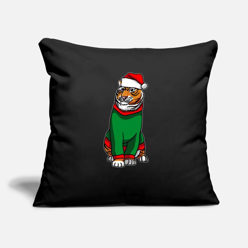 Tigre avec pull de Noël Coussin et housse de 45 x 45 cm