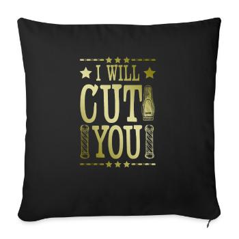 Dicton de coiffeur de barbier - Coussin et housse de 45 x 45 cm - noir - Devant
