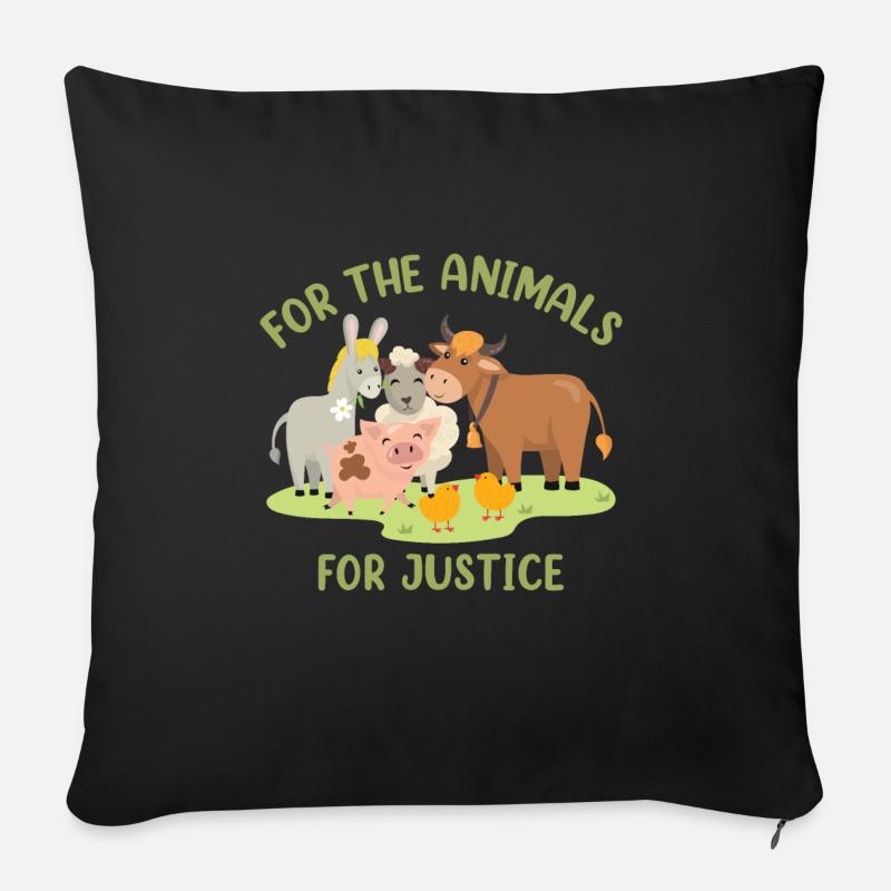 Pour les animaux, pour la justice - Coussin et housse de 45 x 45 cm - noir