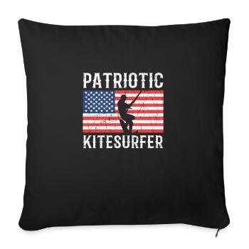 usa Kitesurfeur patriotique. Kitesurf - Coussin et housse de 45 x 45 cm - noir - Devant
