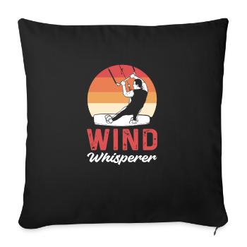 Windflüsterer. Kiteboarding Kitesurfen - Sofakissen mit Füllung 45 x 45 cm - Schwarz - Vorne