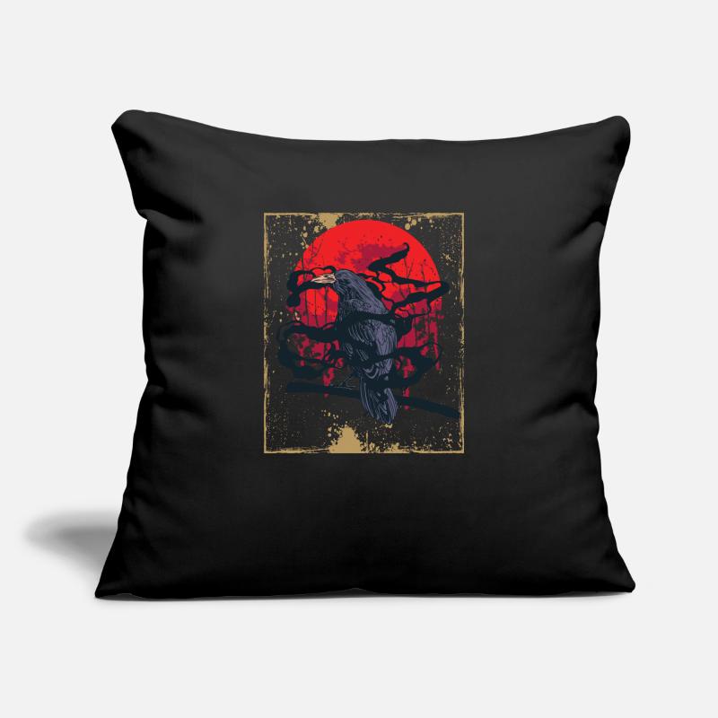Gothic Skull-Red Moon-Black Crow Sofa pillow with filling 45cm x 45cm