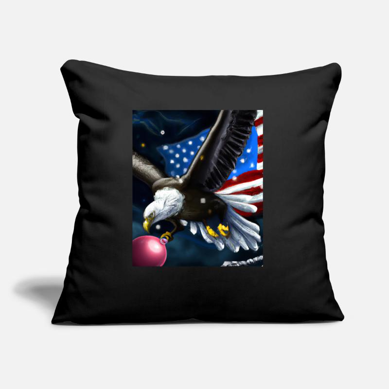 Aigle à queue blanche de Noël américain avec drapeau américain Coussin et housse de 45 x 45 cm