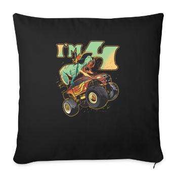 Anniversaire 4 ans 4ème anniversaire - Coussin et housse de 45 x 45 cm - noir - Devant