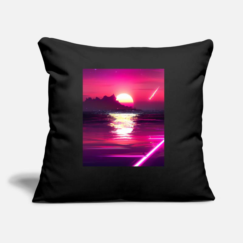 Vaporwave Sun Synthwave Sunset Coussin et housse de 45 x 45 cm