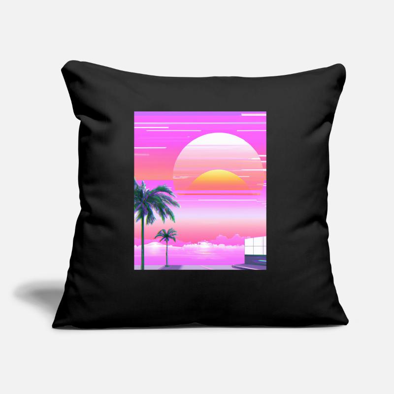 Vaporwave Sun Synthwave Sunset Palms Coussin et housse de 45 x 45 cm